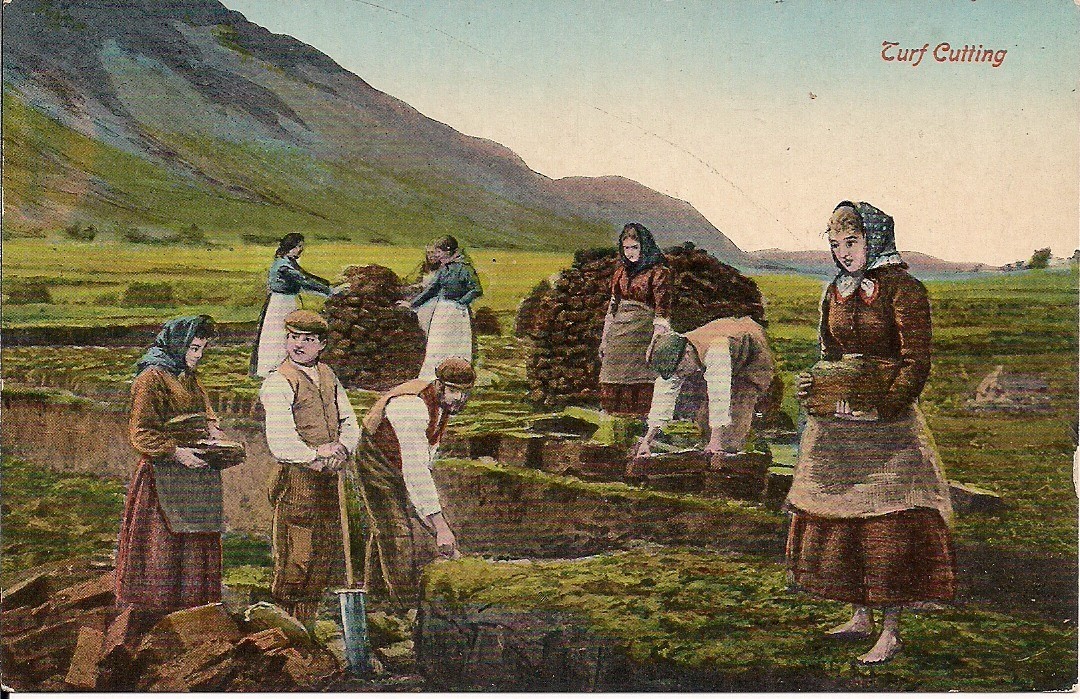 “Turf Cutting” ca. 1910’s Ireland, Farm Life, Irish Family