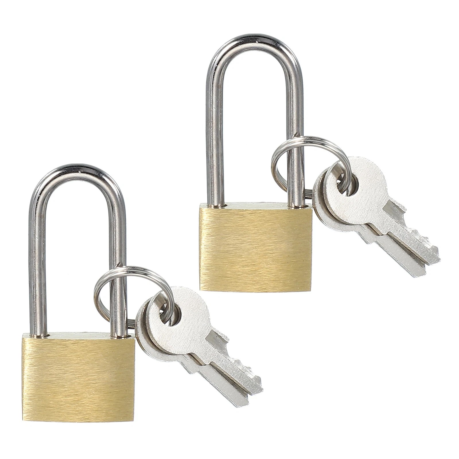 Solid Brass Padlock with Key, Pad Lock 2.05in. Wide Lock Body, Locker (2 Pack)