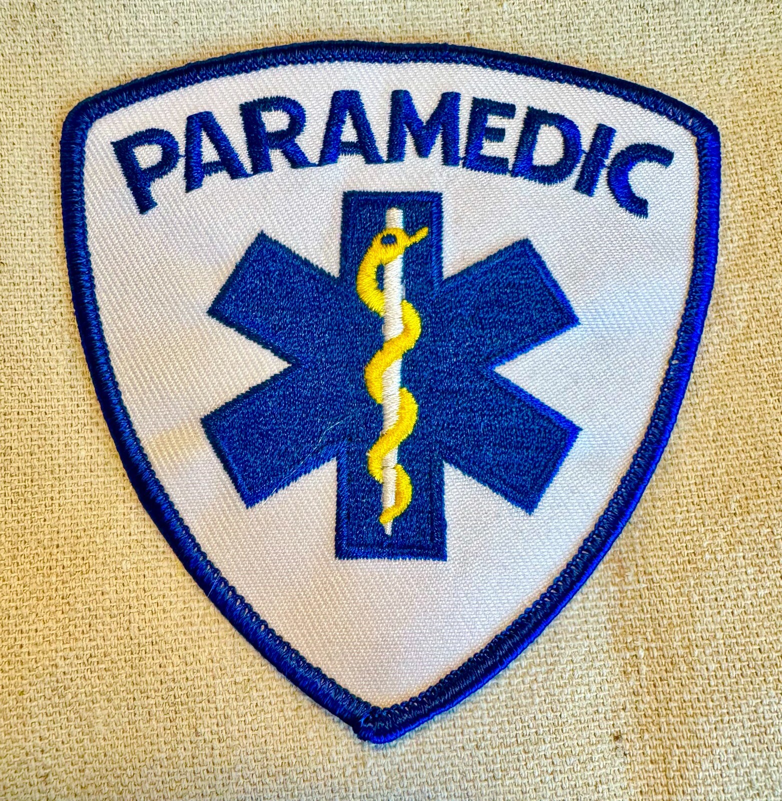 PARAMEDIC IRON-ON PATCH Star of Life Ambulance EMT embroidered iron-on RESCUE