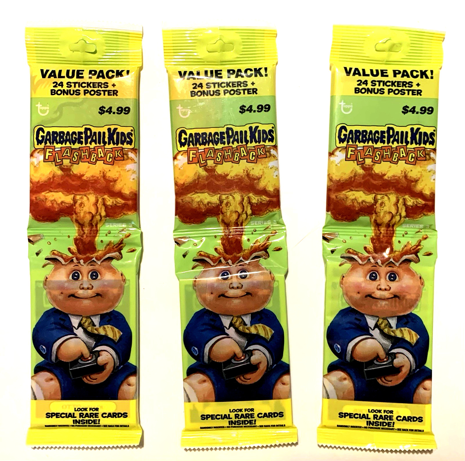 Topps GARBAGE PAIL KIDS Flashback Series 3 2011 3 Value Packs W/ Posters SEALED