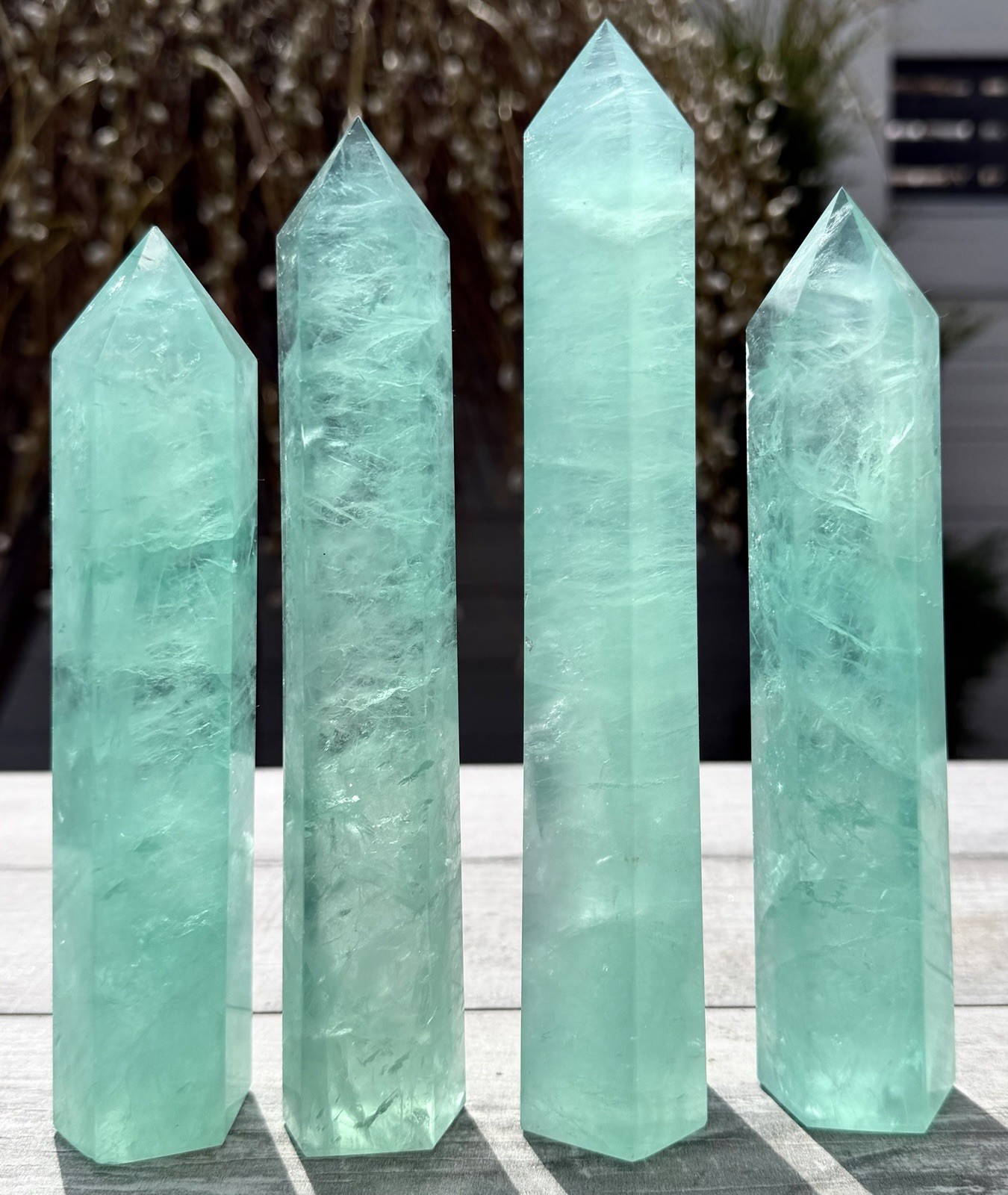 Wholesale 3-4 PCs Mint Green Fluorite Tower Obelisk Point Natural Crystal Energy