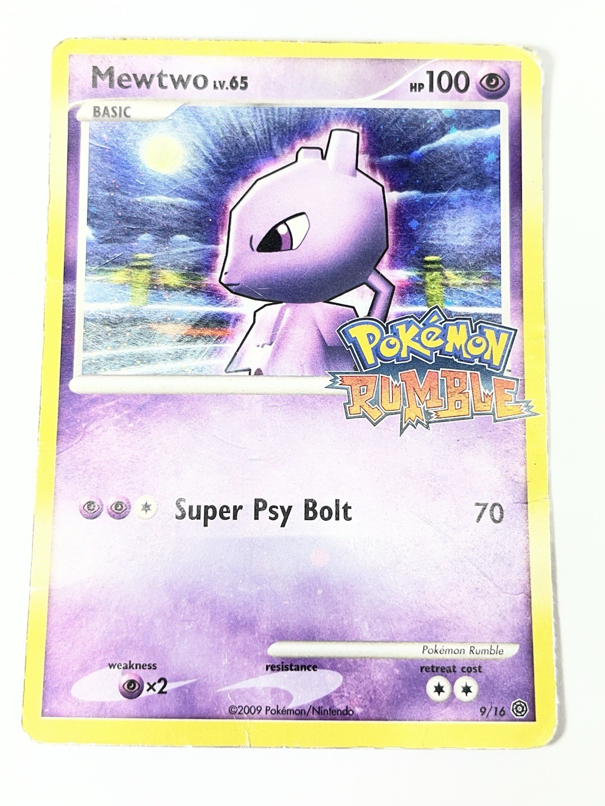 2009 Pokemon Rumble Mewtwo 9/16 Holo Promo HP100 Super Psy Bolt 70