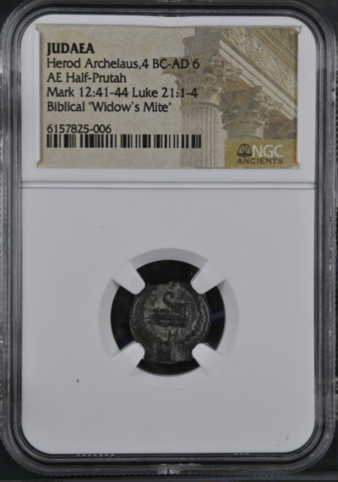 NGC Herod Archelaus 4 BC – 6 AD King of Judaea Bronze Prutah High Grade Biblical