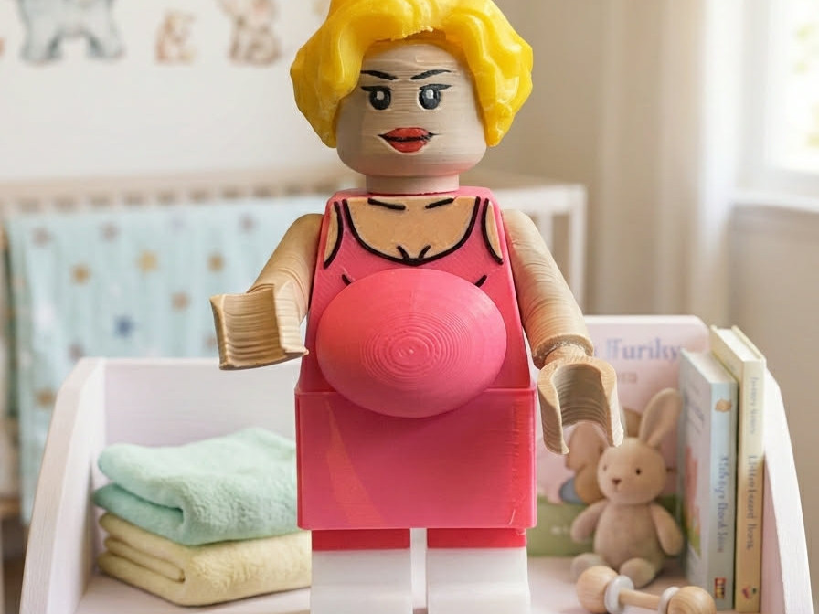 Pregnant Body Brick Figure 8 inches tall 3D Printed Lego Inspired