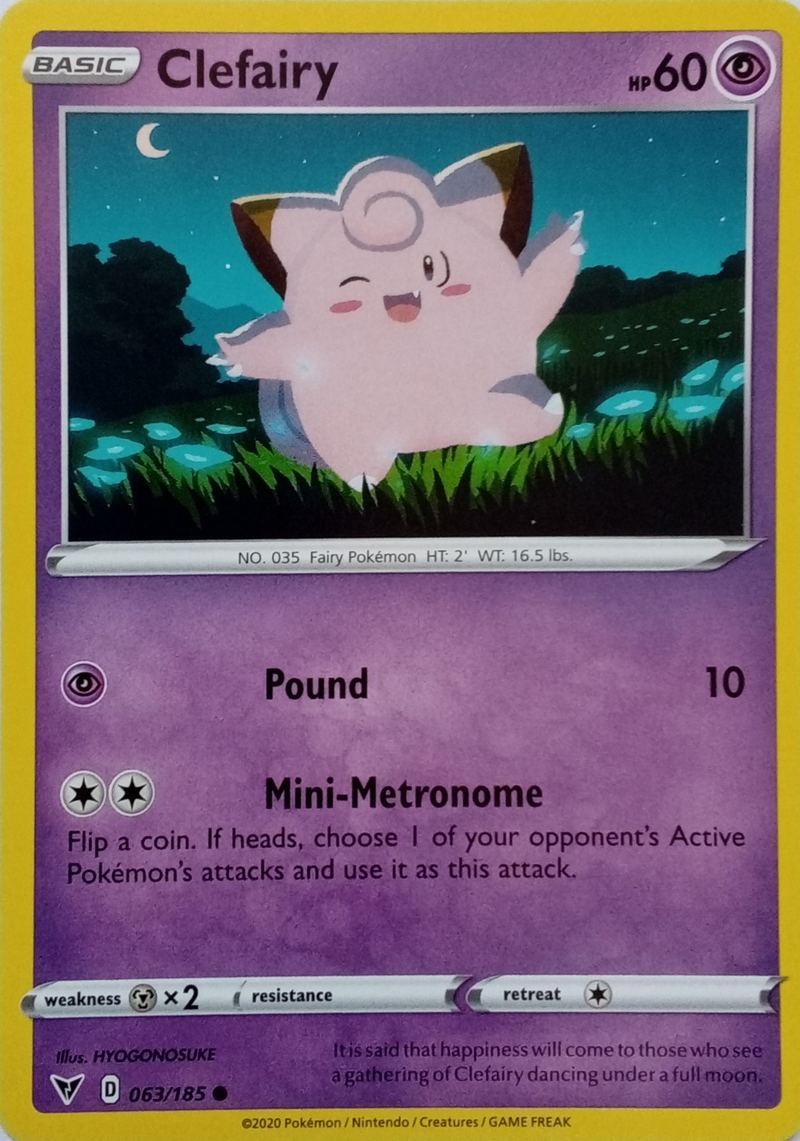 063/185 CLEFAIRY | COMMON | VIVID VOLTAGE POKEMON CARD