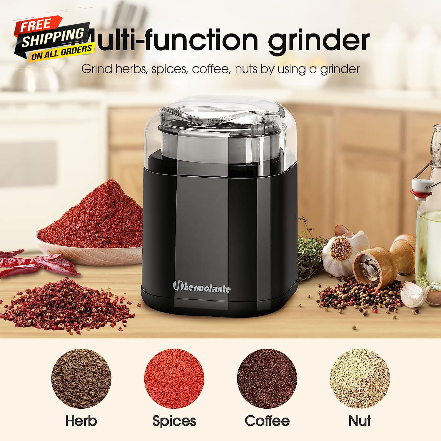 Electric Herb Grinder Compact Size Electric Grinder for Herbs and Spices 200w 💪