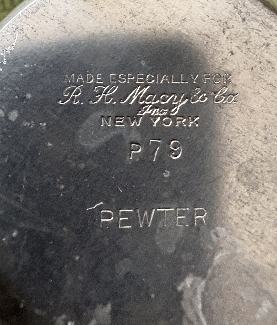 Pewter Footed Handled Cup Mug Made for R.H. Macy & Co New York P79