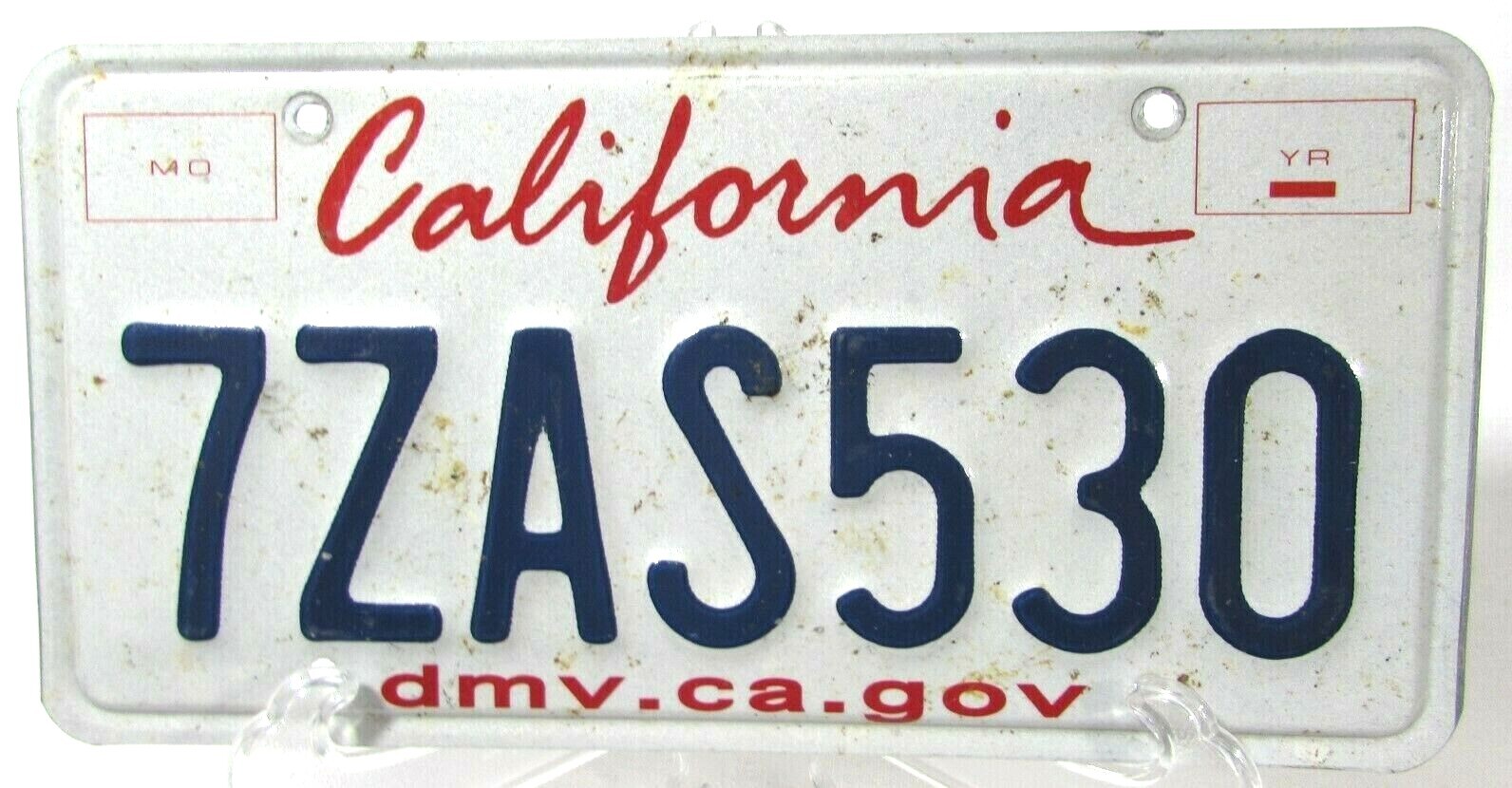 Vintage California Lipstick Car Truck License Plate 7ZAS530 Retired Auto 1990’s