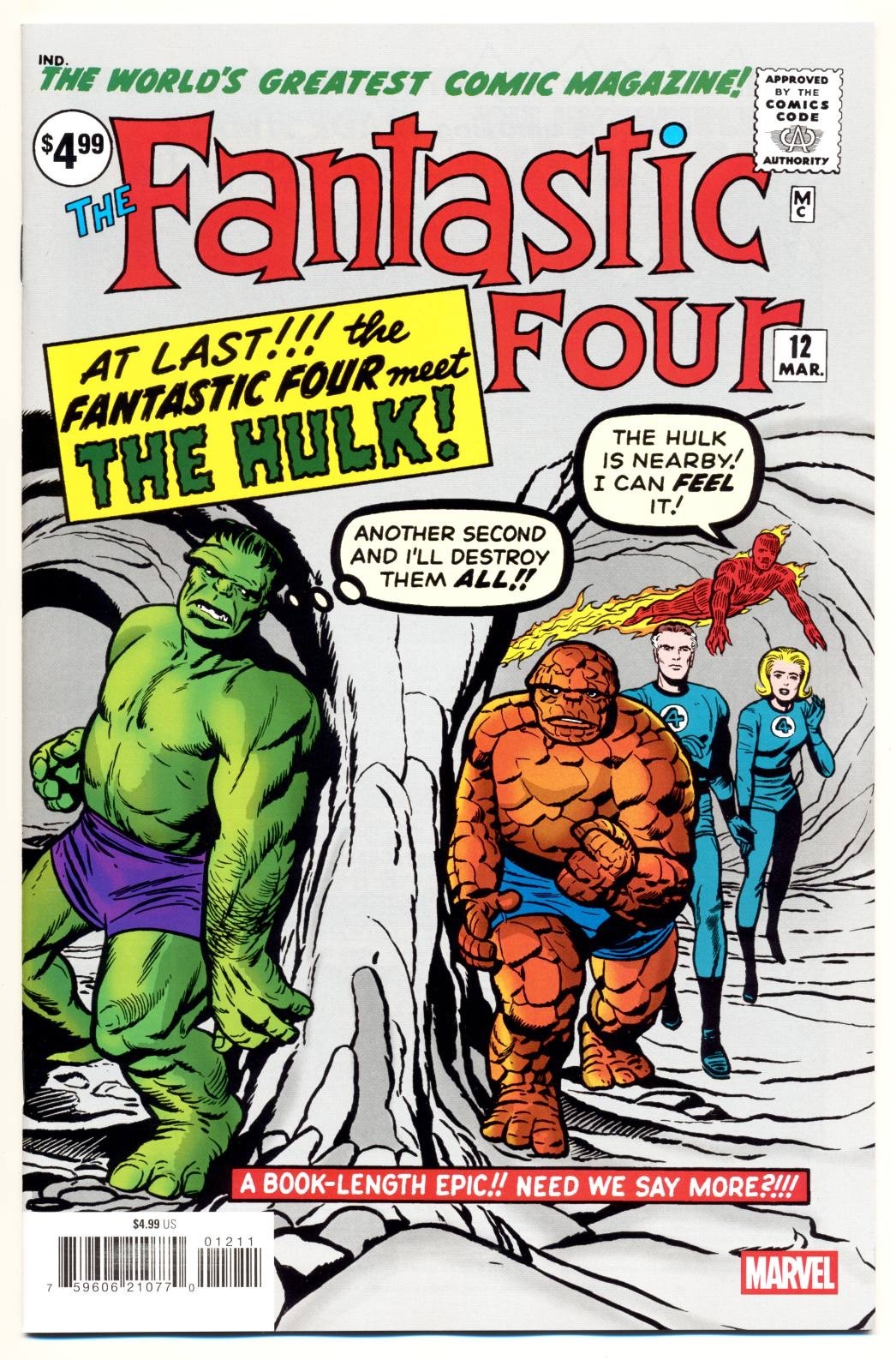 FANTASTIC FOUR #12 NM, Facsimile Edition, Hulk, Lee/Kirby, Marvel Comics 2026