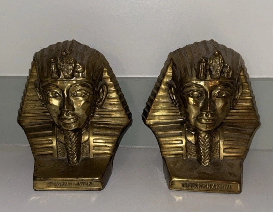 Egyptian – Bookend Pair Gold Detailed Made Of Mixed Materials