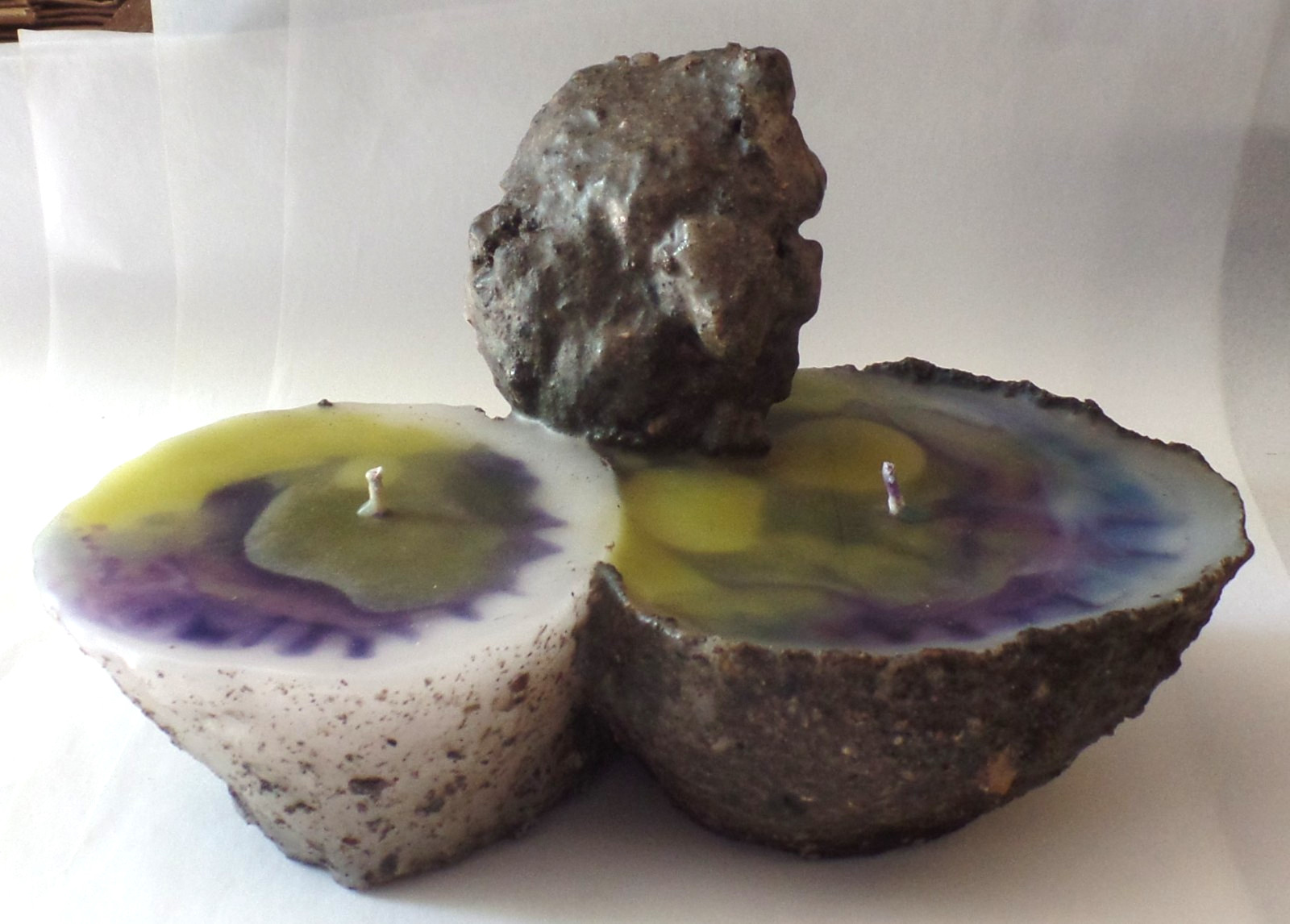 New OOAK (one of a kind) Sand Casted Unscented Freeform Abstract Art CANDLE (y)