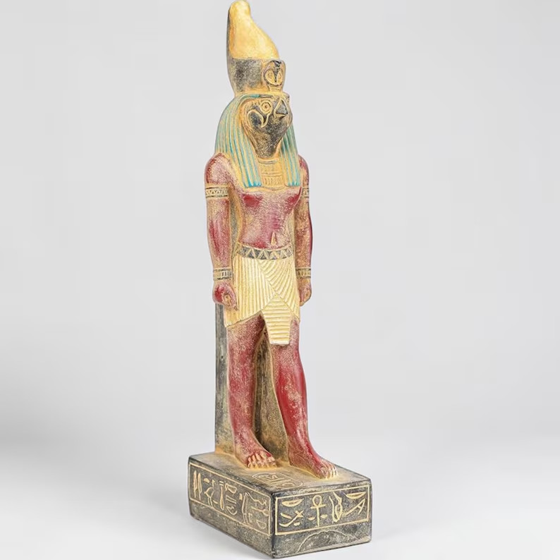 Egyptian Horus Falcon God Statue, Pharaoh Figurine Mythology Decor Hieroglyphic
