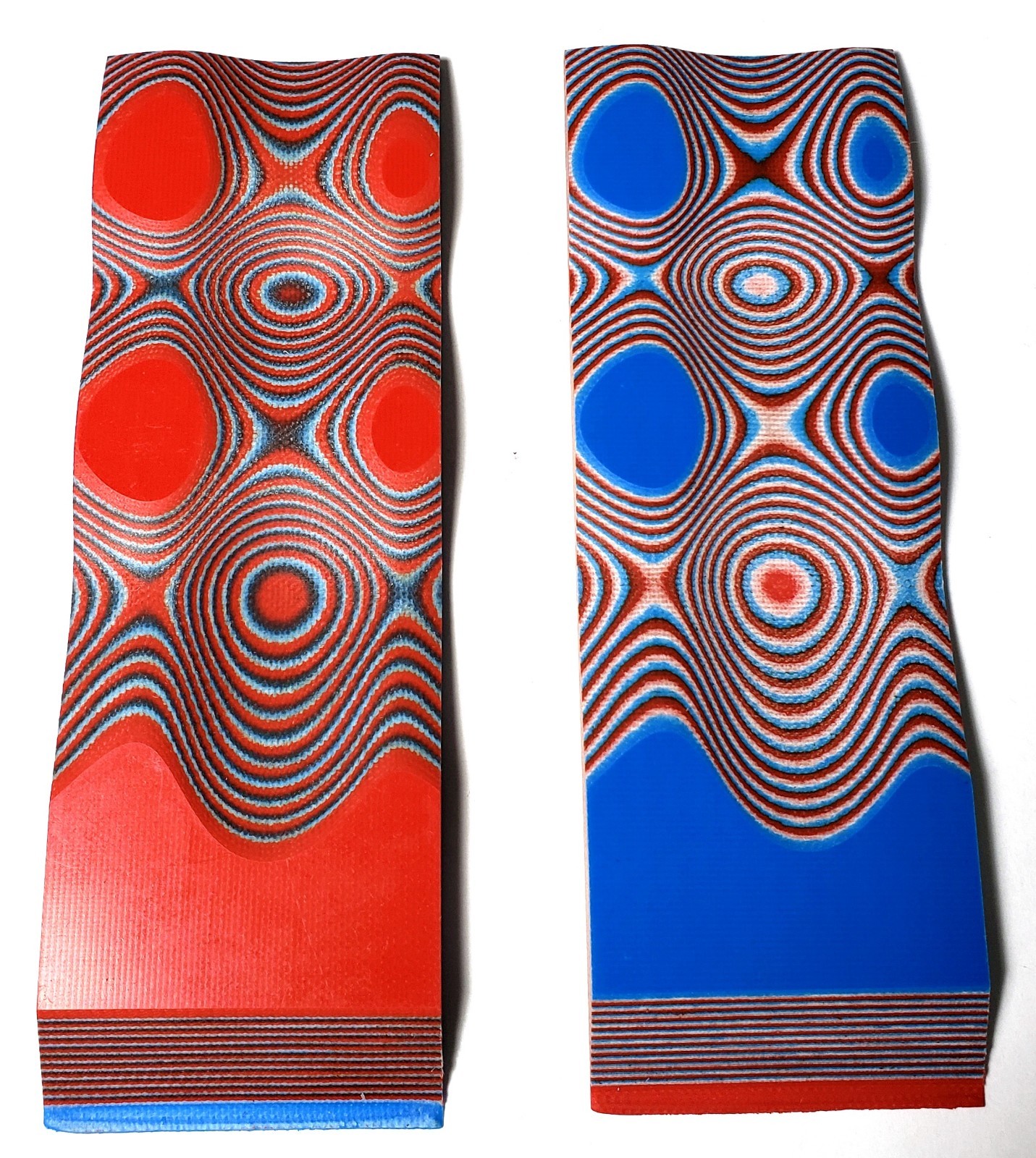 G10 RED / WHITE / BLUE LAYERED 1/4 .250 6 x 2 KNIFE HANDLE SCALES – 2 Pcs