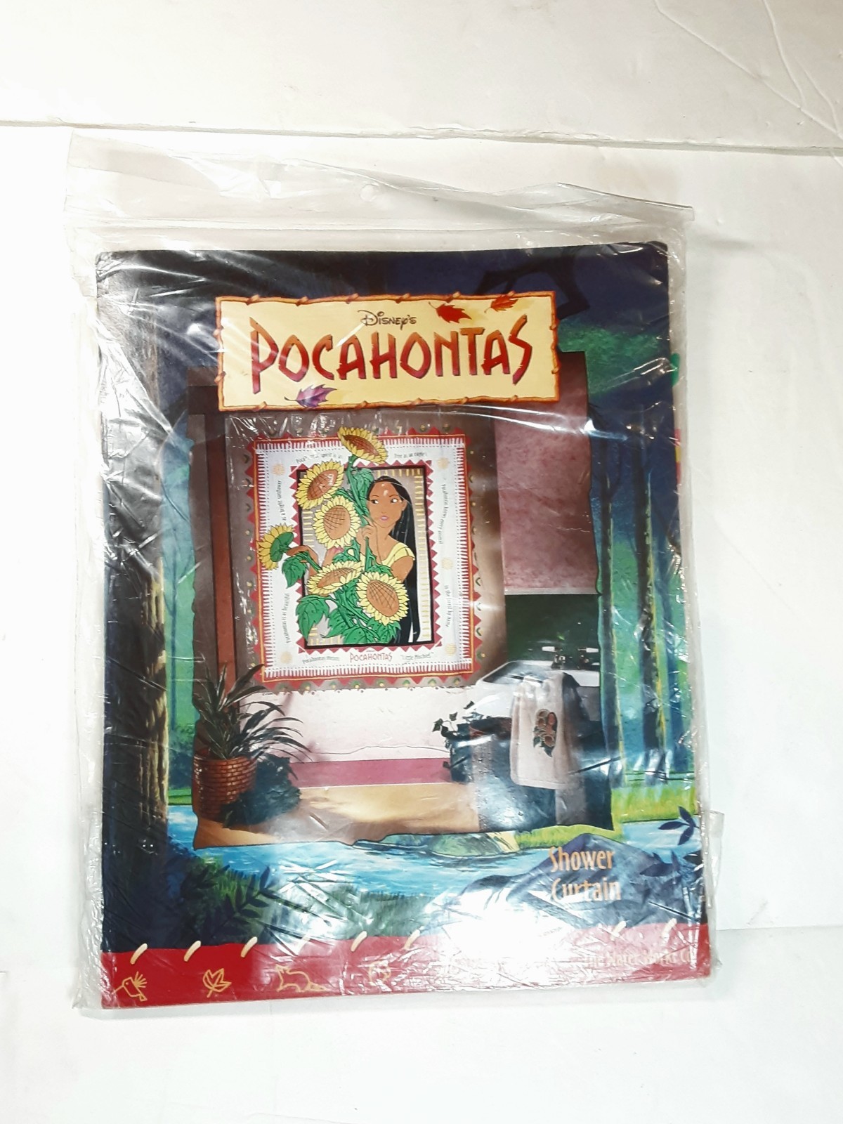 RARE Disney’s Vintage Pocahontas Sunflower Shower Curtain Vinyl The Water Works