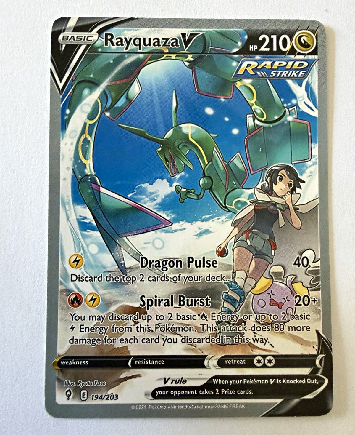 Rayquaza V Alternate Full Art 194/203 Evolving Skies Ultra Rare Holo Rapid