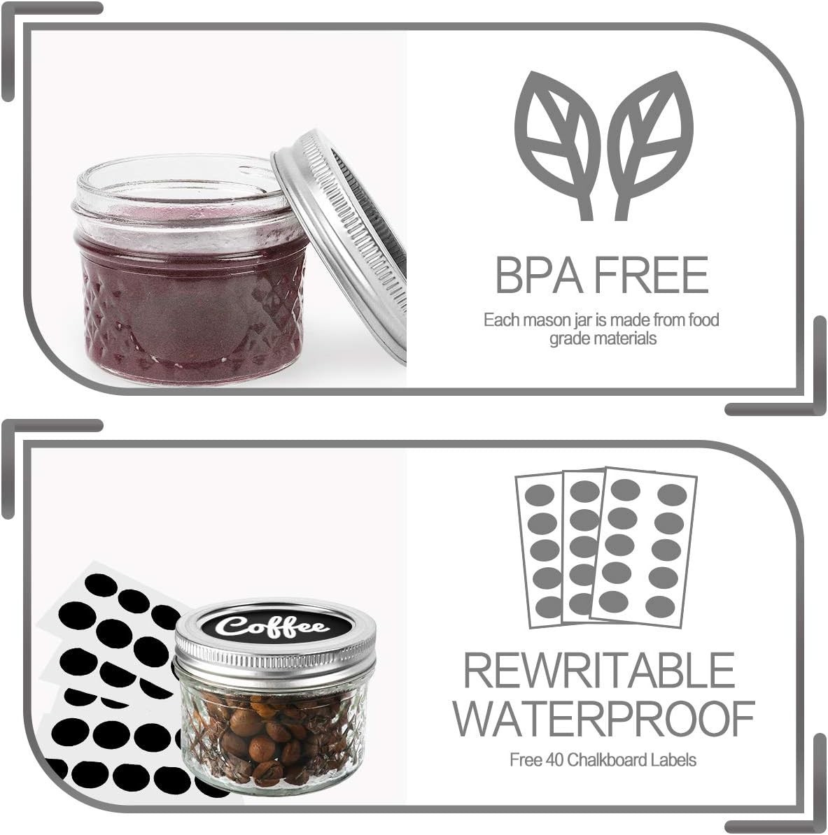 Versatile 4 Oz Canning Jars 40-Pack – Perfect for Preserves and DIY Projects