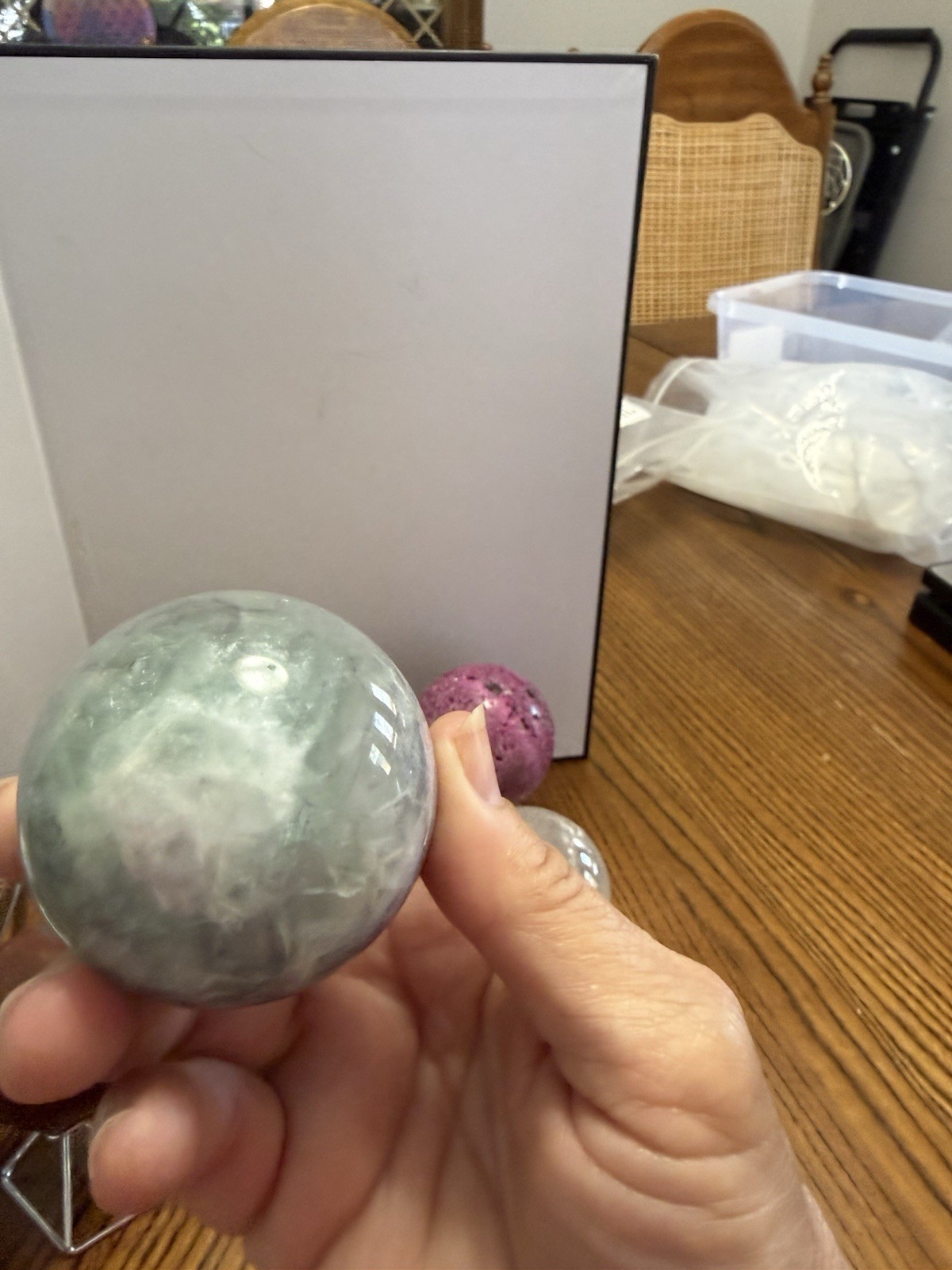 Massive Sphere Lot Mixed Materials With Stand
