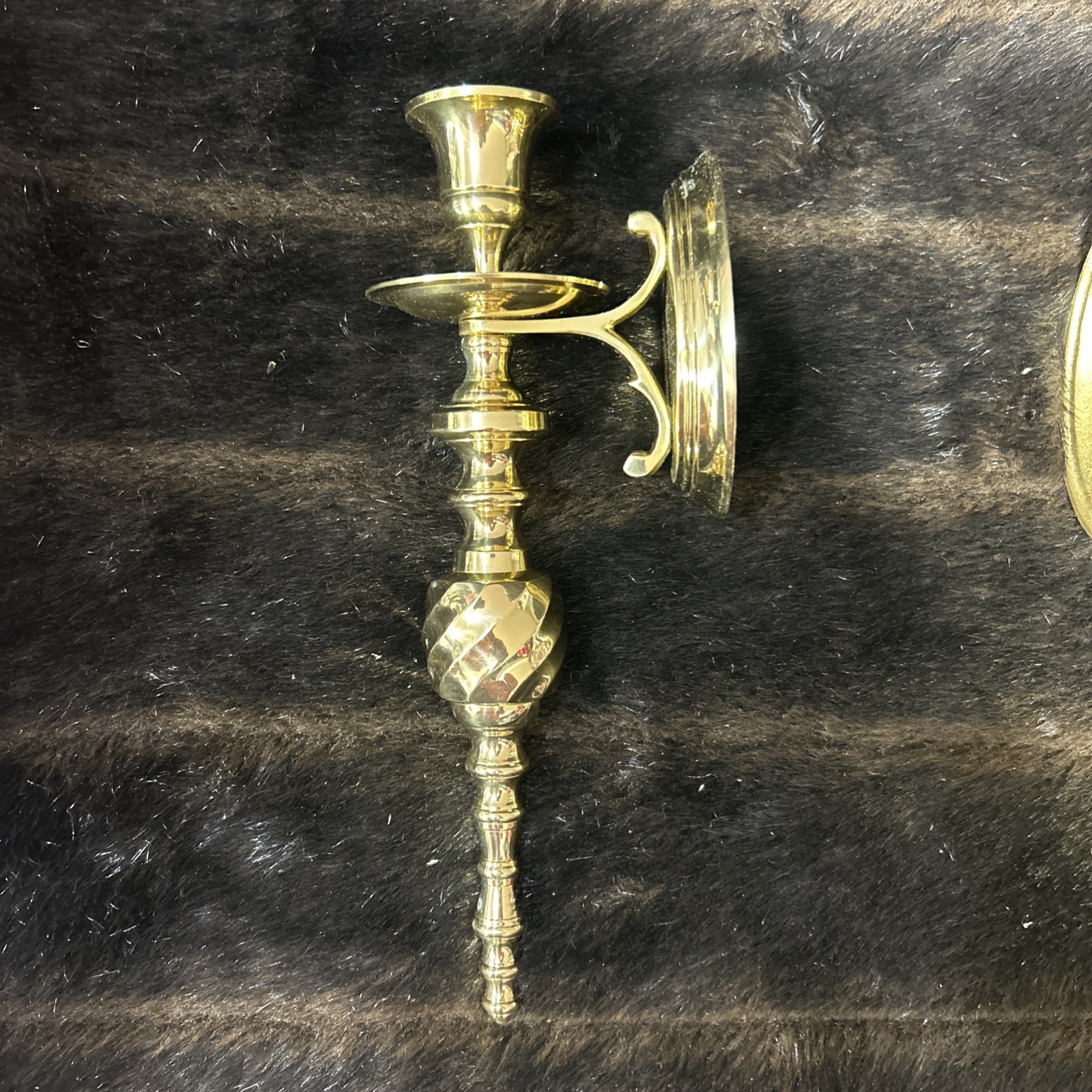 2 Solid BRASS Vintage Candlestick Wall Mount Sconce Candle Holders New Old Stock