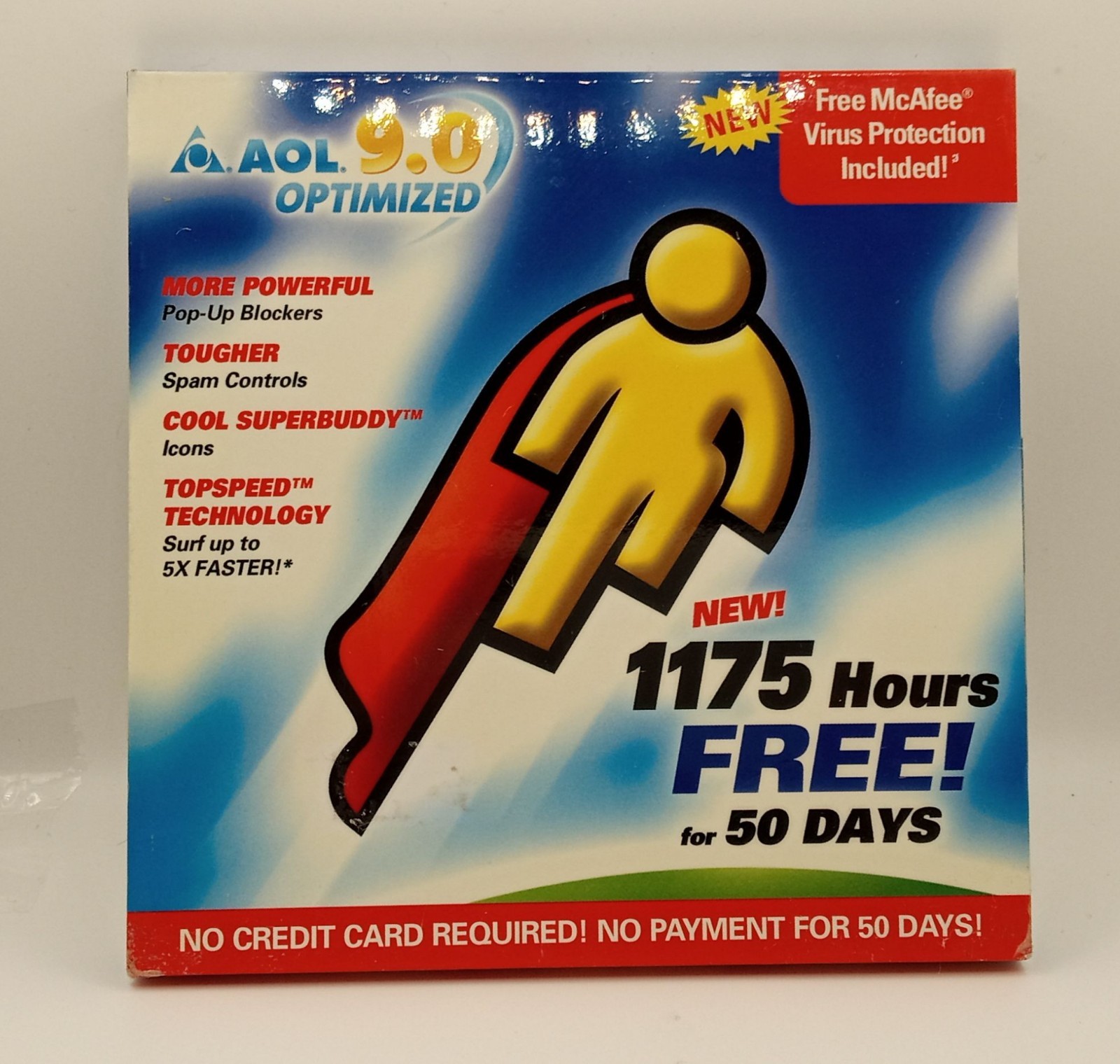 AOL 9.0 Optimized 1175 Hours PC CD ROM Wood Box