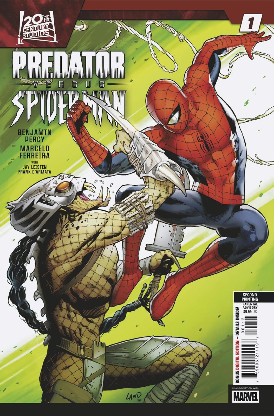 PREDATOR VS. SPIDER-MAN #1 GREG LAND 2ND PRINTING VARIANT 6/4/25 PRESALE
