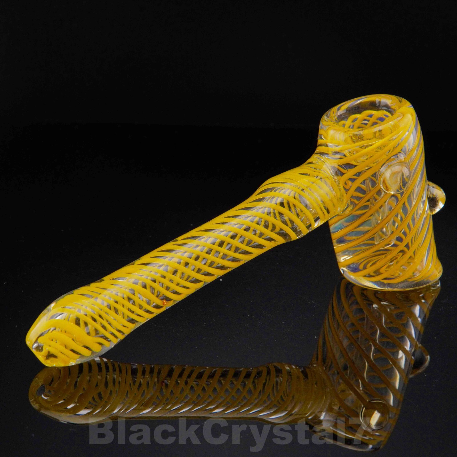 8 in Handmade Large Golden Swirl Hammer Bubbler Tobacco Smoking Bowl Glass Pipes