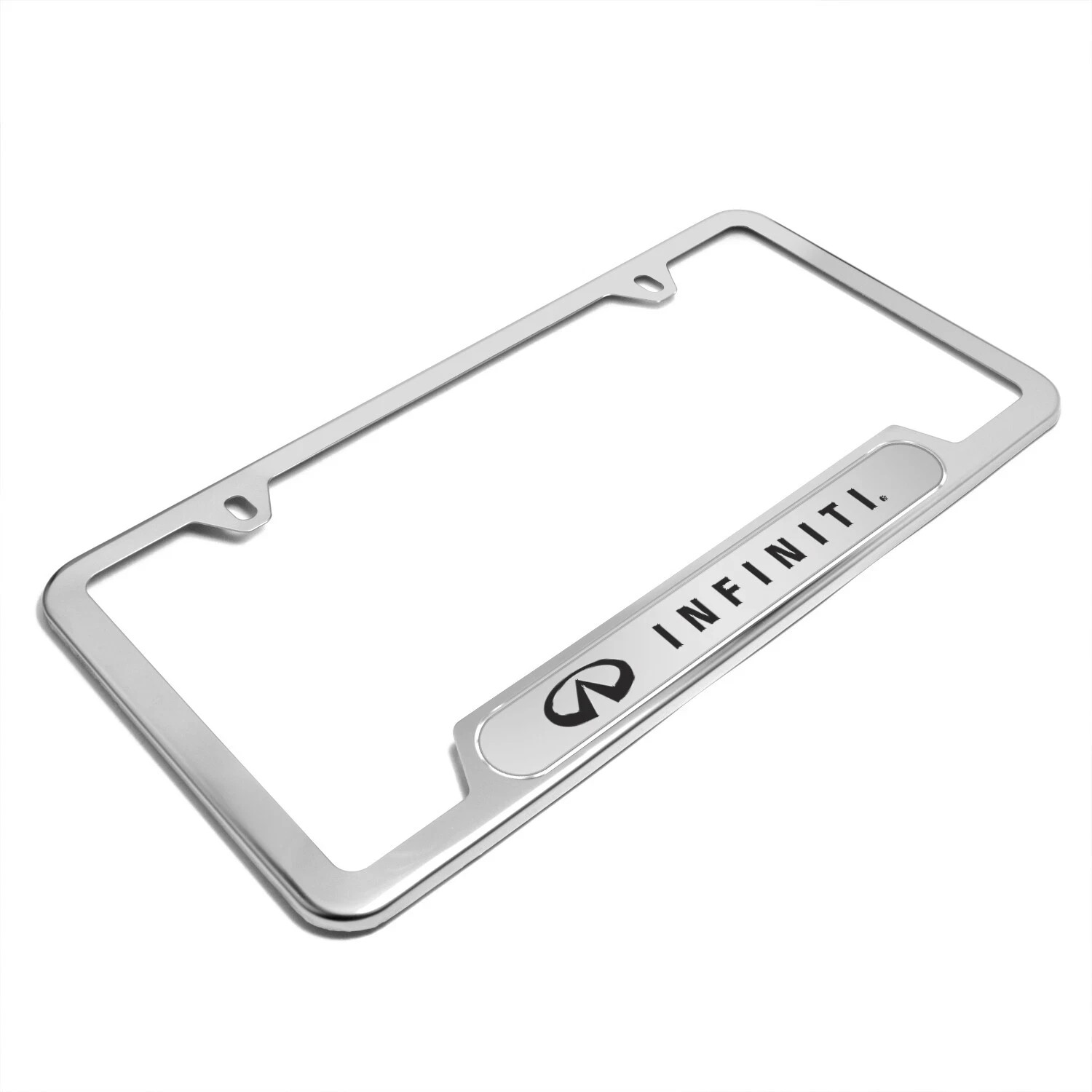 Infiniti 3D Silver Insert Chrome 50 States Stainless Steel License Frame