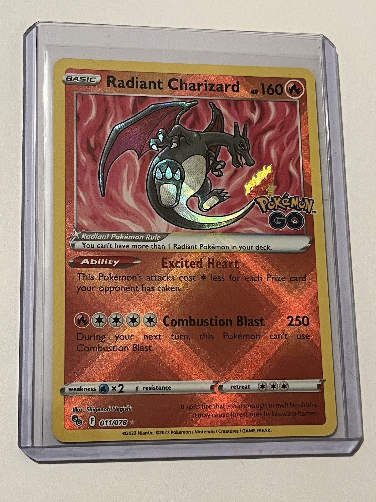 radiant charizard 011/078 pokemon go holo 2022 Pokémon HP 160 MINT No. 011/078