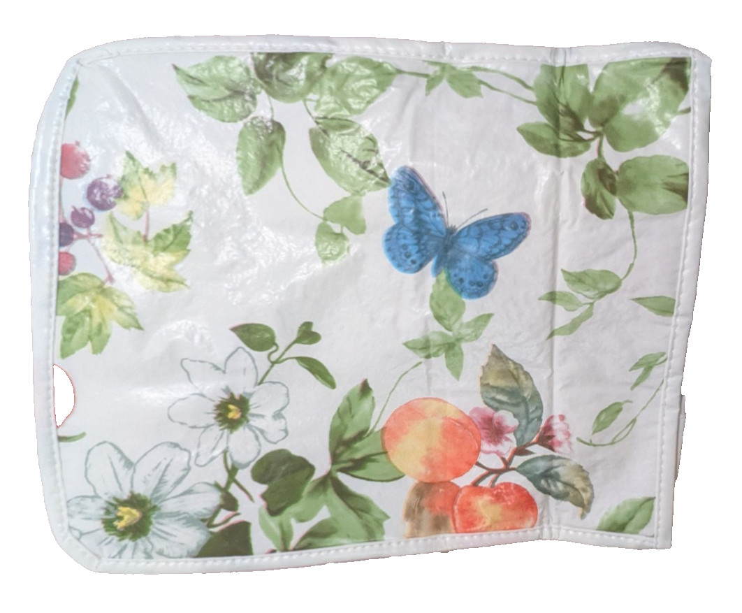 Floral Fruit Can Opener Appliance Cover White Vinyl 7.5 x 9.5 x 5-In Kitchen NEW