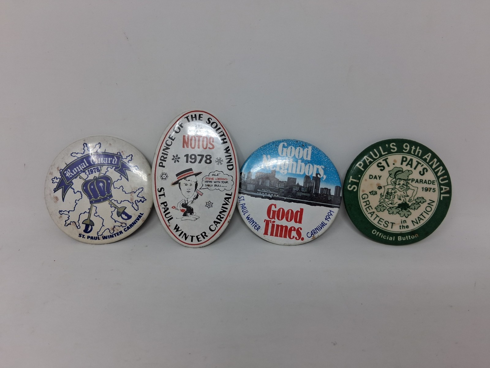 Lot of Vintage St Paul Winter Carnival St. Pats Pinback Buttons MN Minnesota