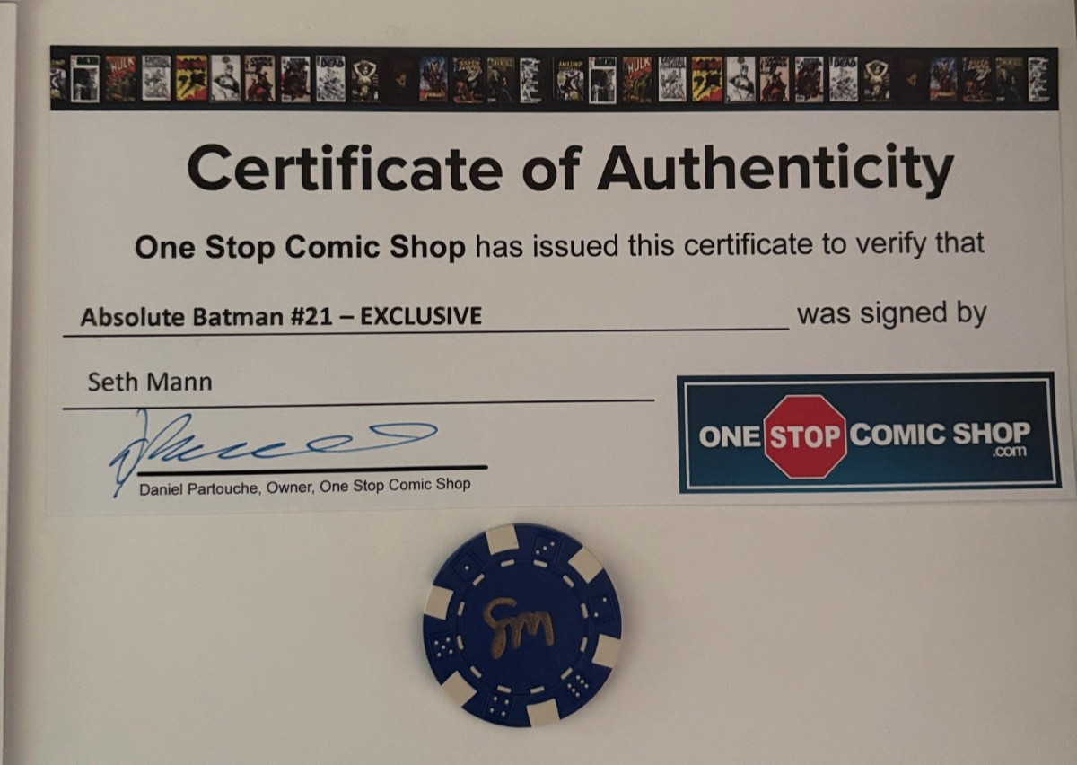 Absolute Batman #21 Seth Mann Signed COA with Poker Chip LTD 1000 NM/NM+