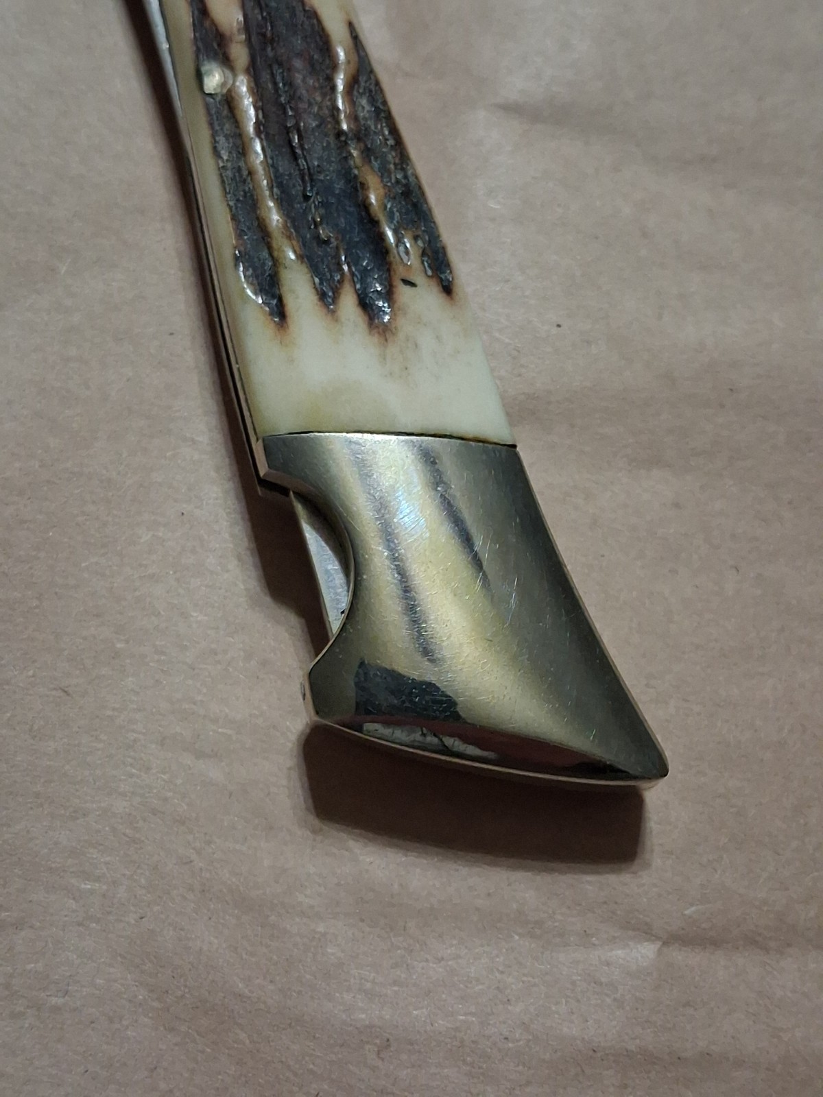 Vintage Schrade IXL, Bone Lockback with Sheath, Unused, Stag Knife, Schrade Stag