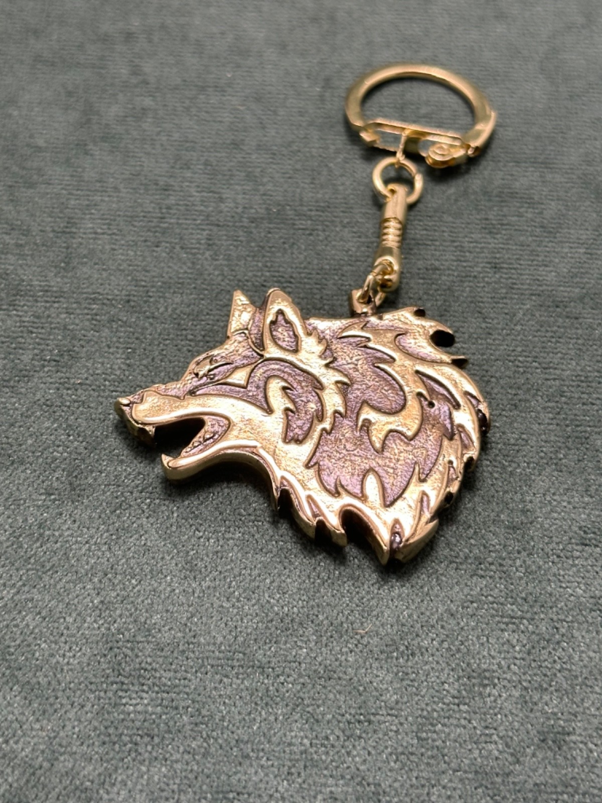Wolf Locket Keychain Cast Bronze