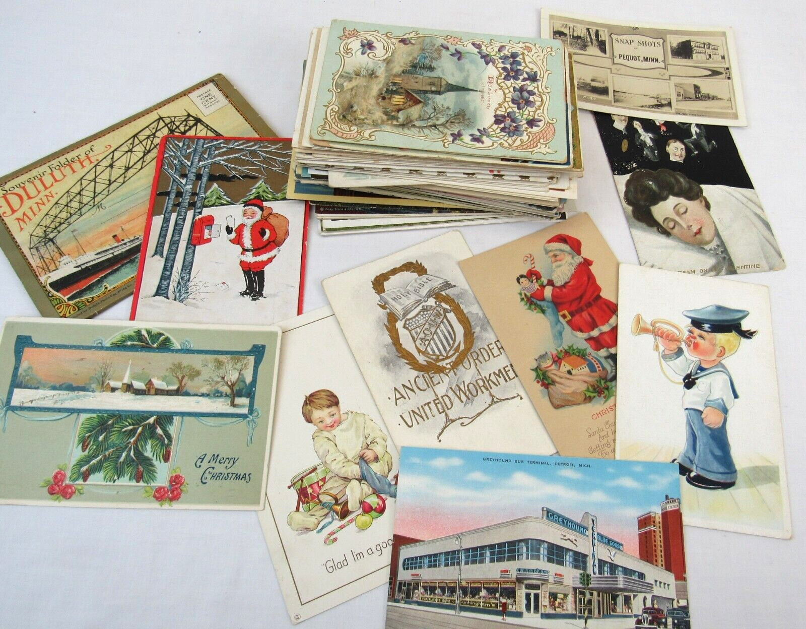 100+ Vintage Postcards 1907 & UP posted unposted Christmas cities political Lot