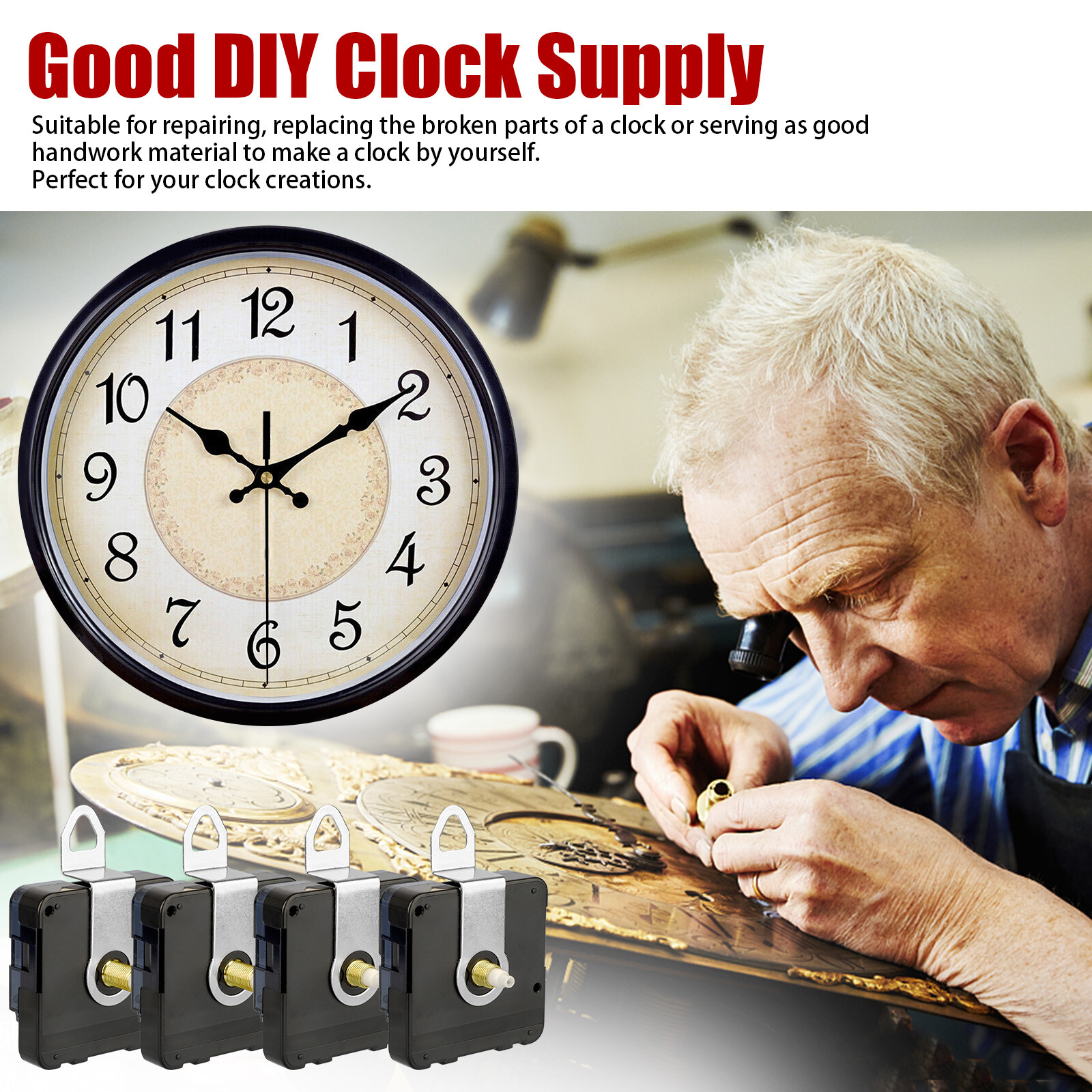 4Pcs Wall Quartz Clock Movement Mechanism DIY Replacement Repair Part Tool Kit