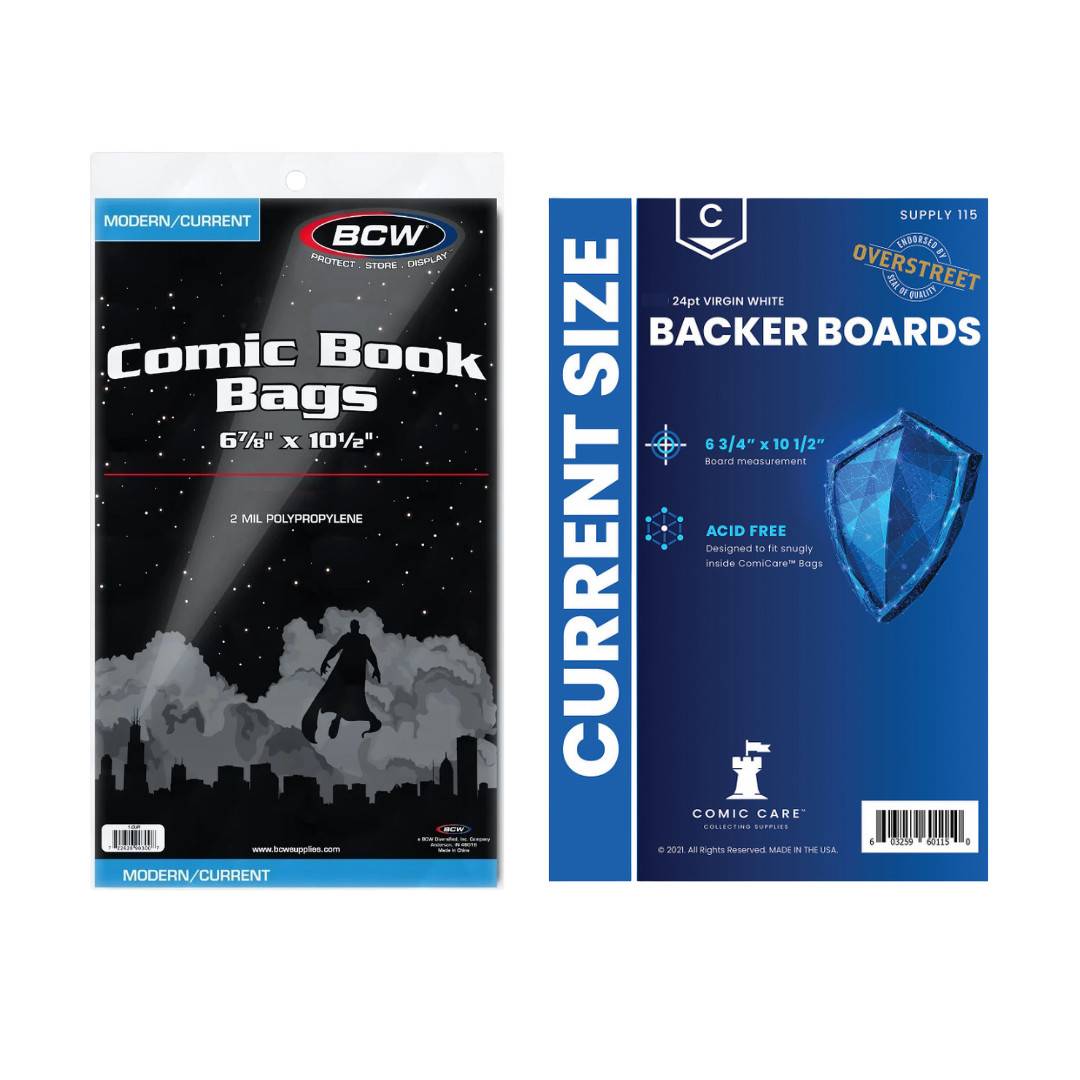 100 BCW Comic Book Bags (Modern/Current) and Boards ComicCare Acid Free Archival