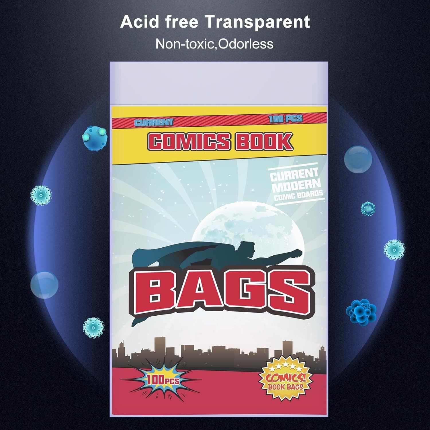 Durable 200 Count Comic Book Sleeves – Clear Mylar Protection 7.2×10.5