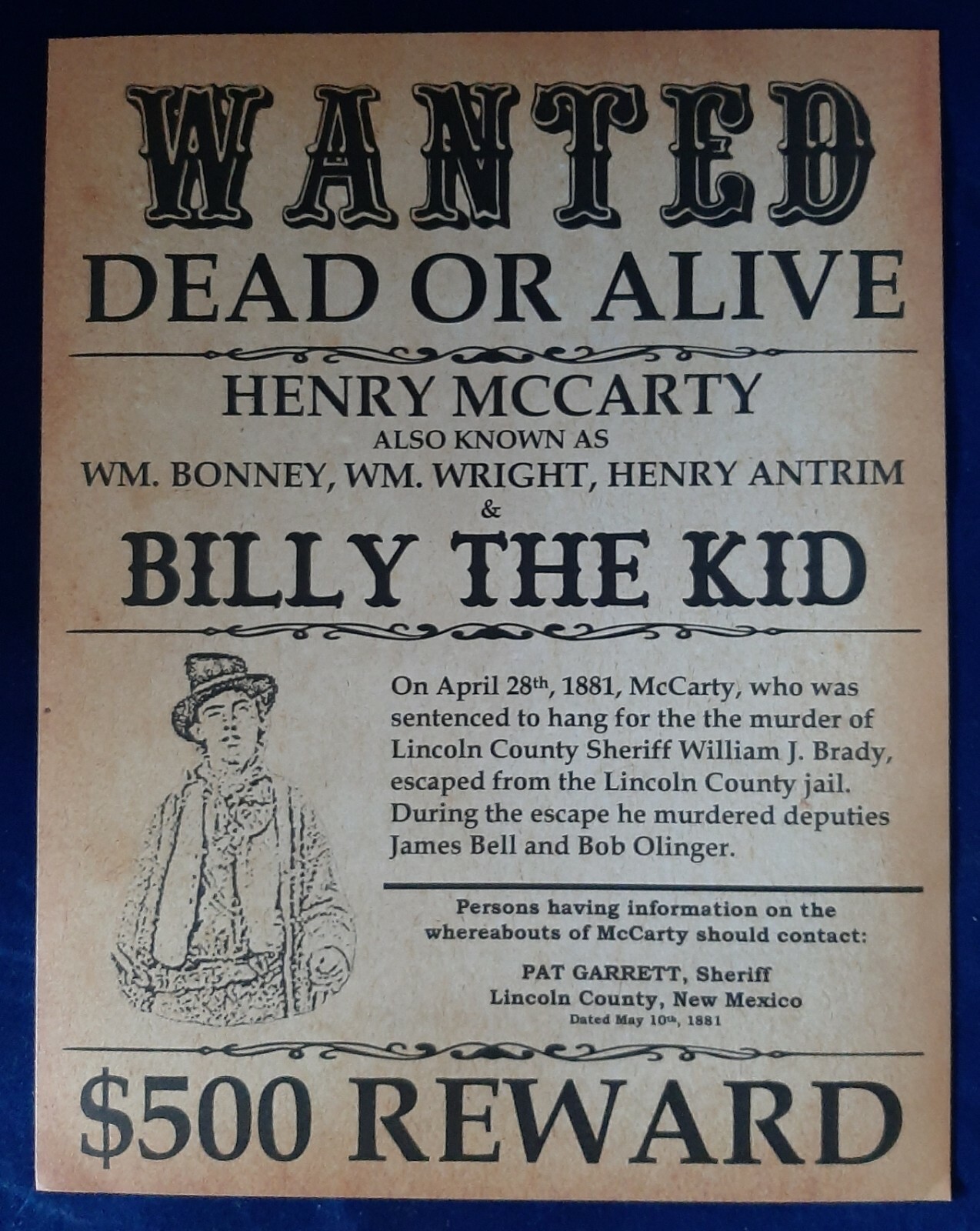Wanted Poster: Billy the Kid