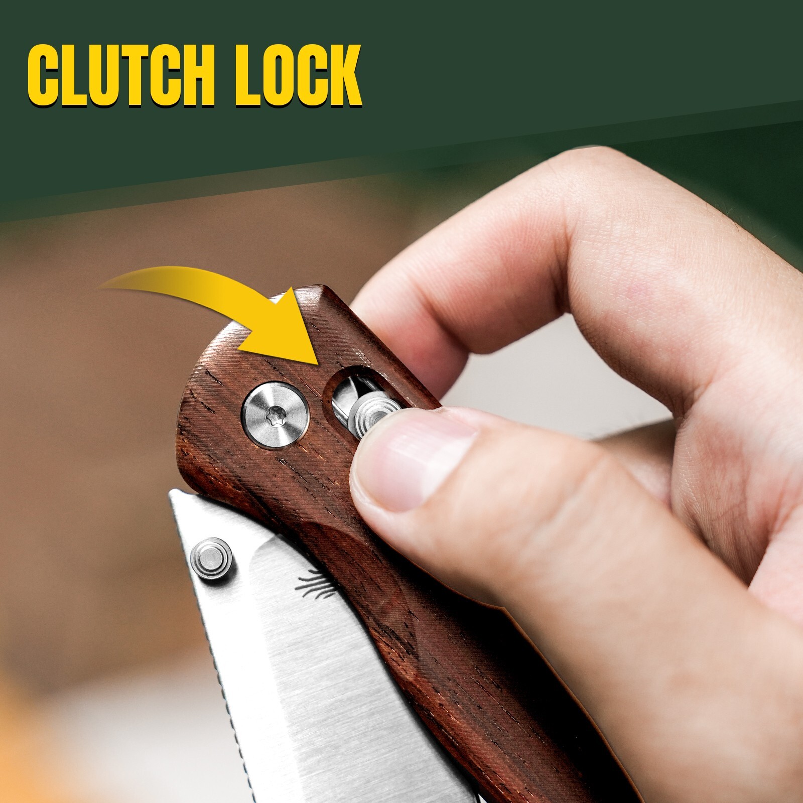Kizer Drop Bear EDC Folding Pocket Knife Nitro V Steel Blade Wood Handle V3619A6