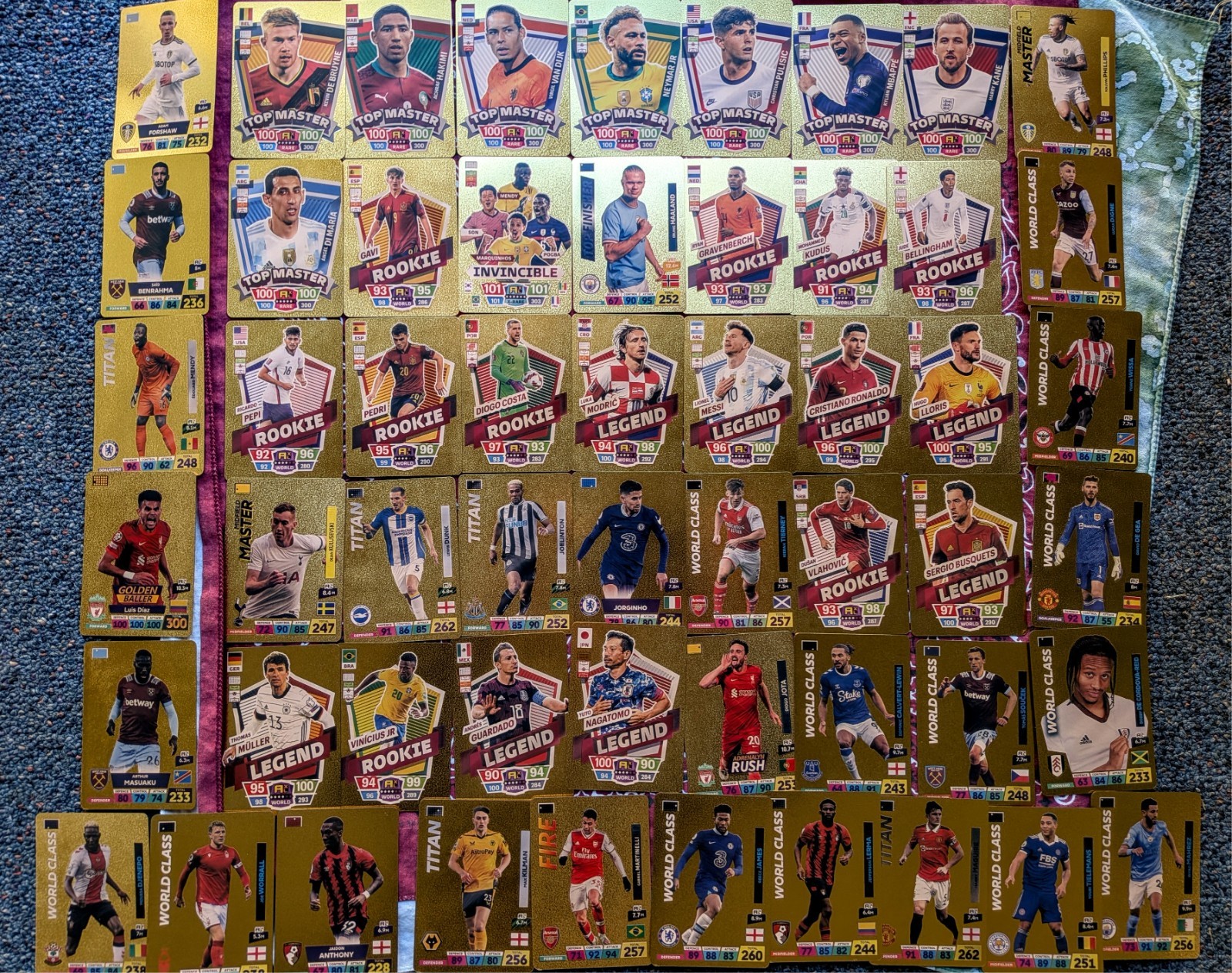 55 pc World Football Stars Player Card Set Gold Foil edition Collectable Cards