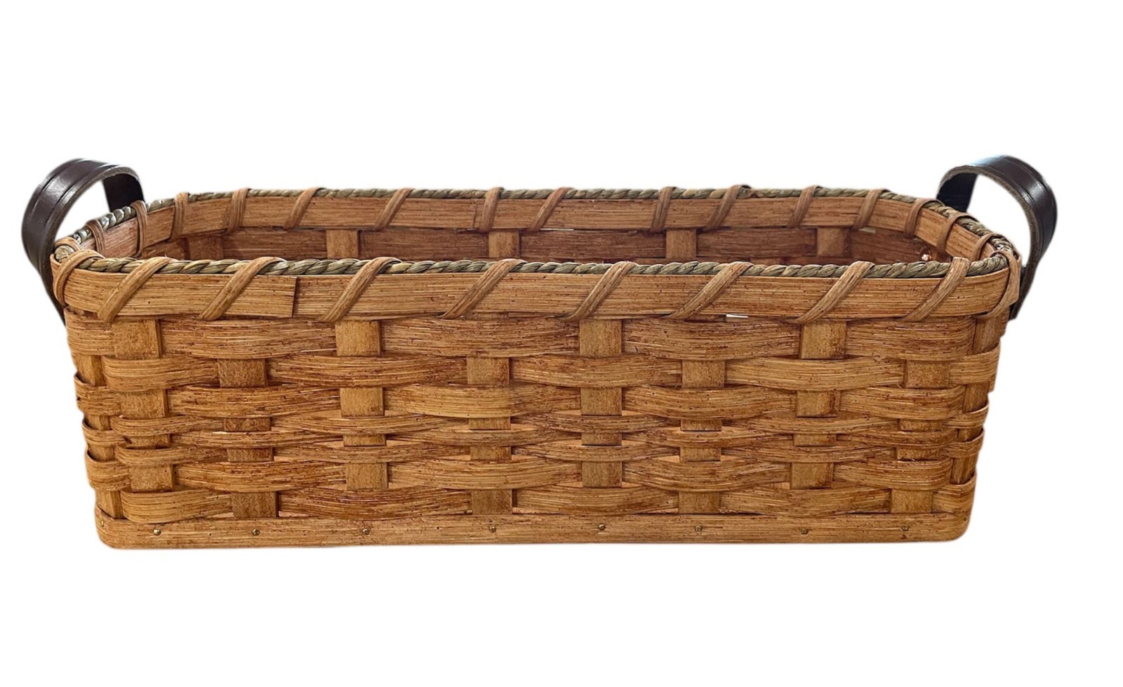 Amish Bread Server Basket Handmade with Leather Handles
