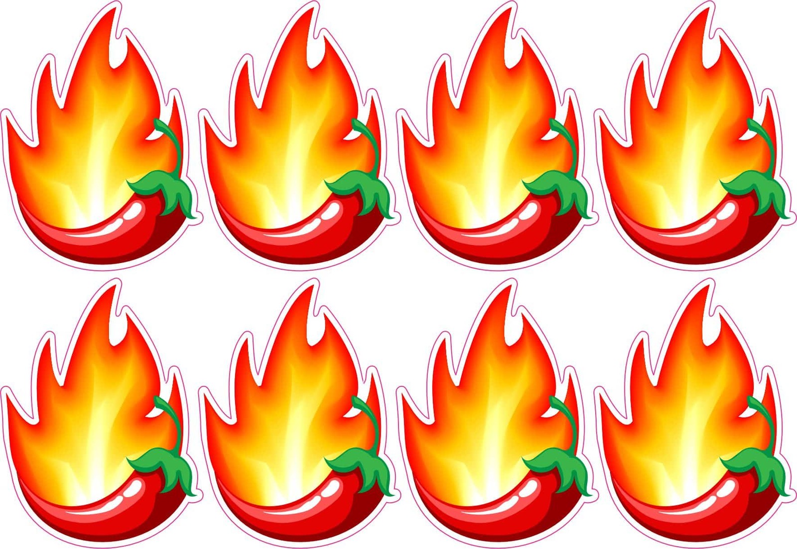 StickerTalk Spicy Flaming Pepper Stickers 1.5×2 inch Set of 8 Vinyl