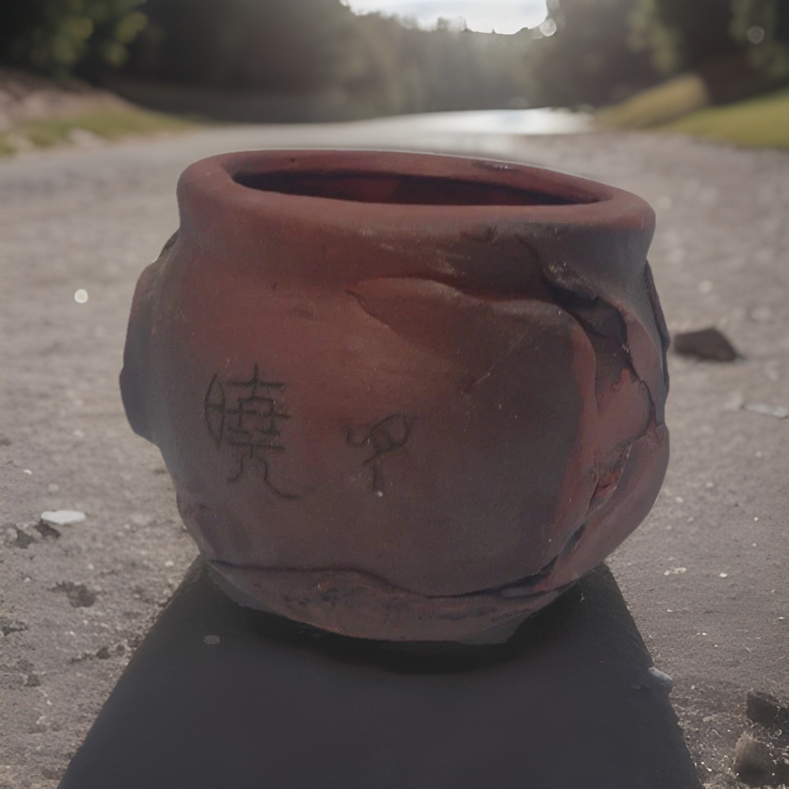 Hand Crafted/ Handmade Etched Small Clay Pot or Ash Tray