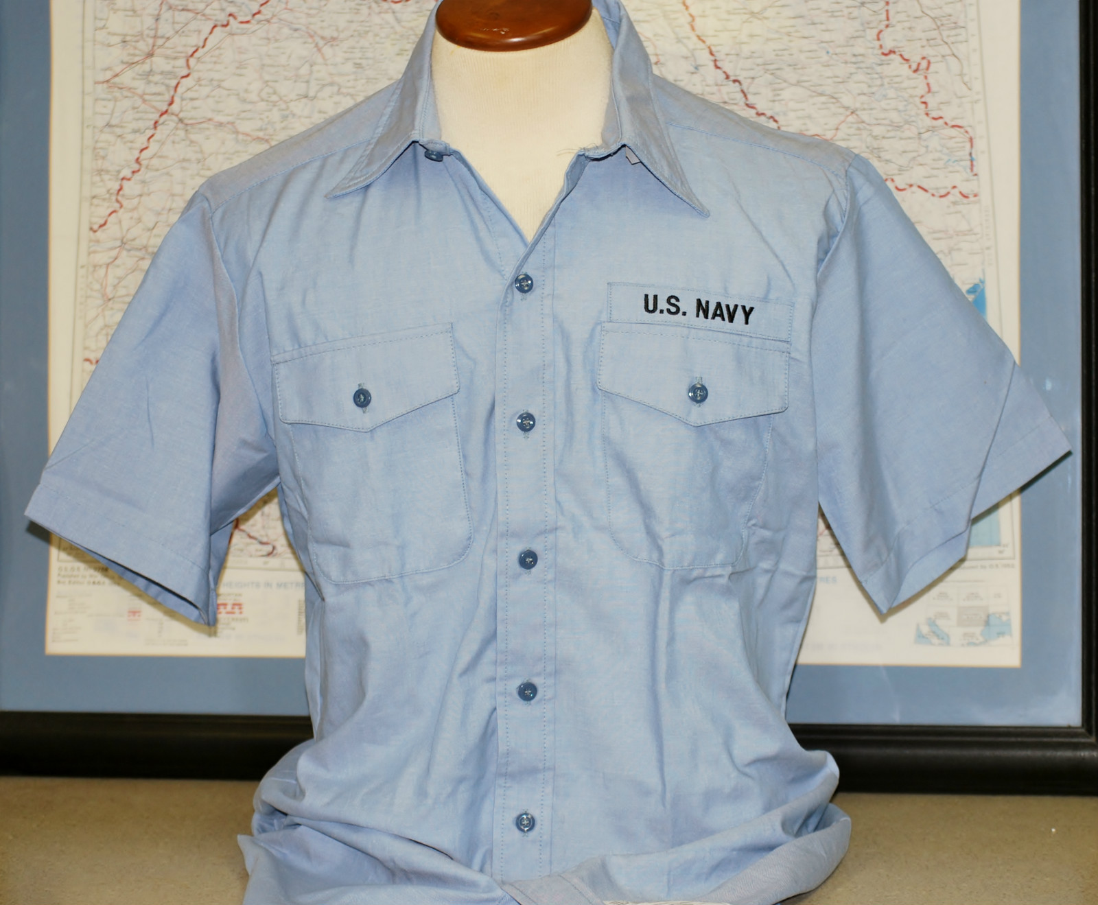 US Navy Short Sleeve Chambray Work Shirt – New -X X Large
