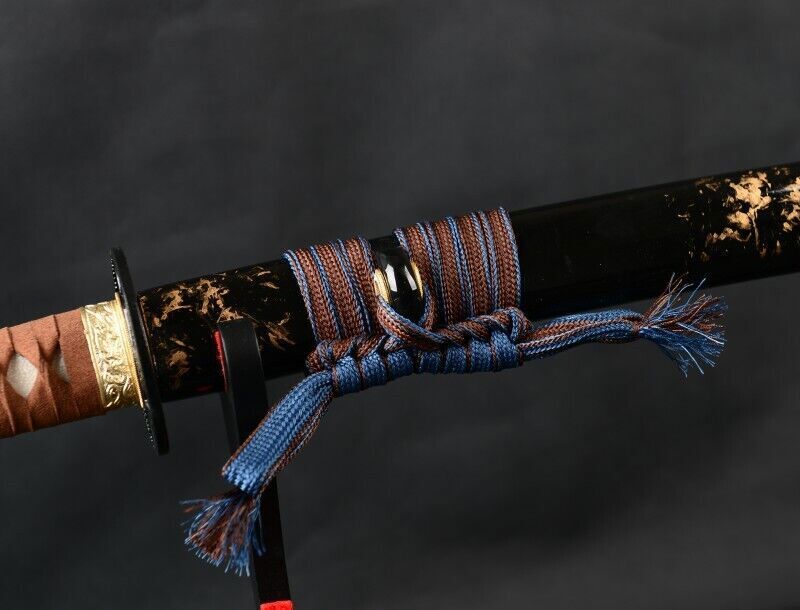 synthetic silk Sageo Blue & Coffee For Katana Wakizashi Tanto saya scabbard