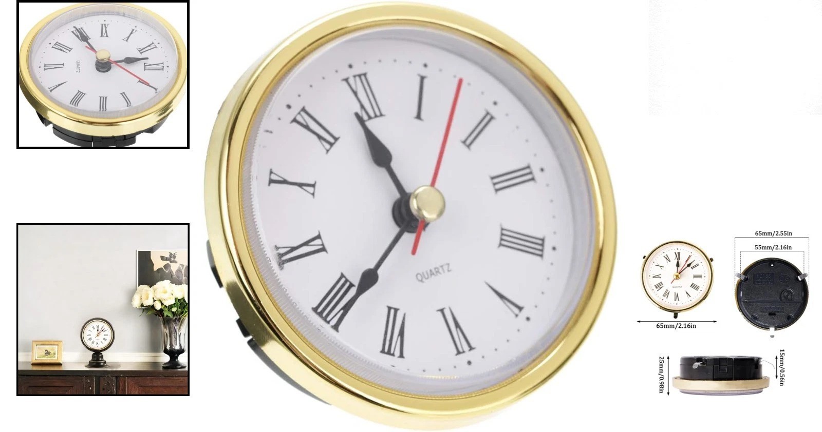 Battery-Powered 65mm Clock Insert with Roman Numerals – DIY Replacement Option