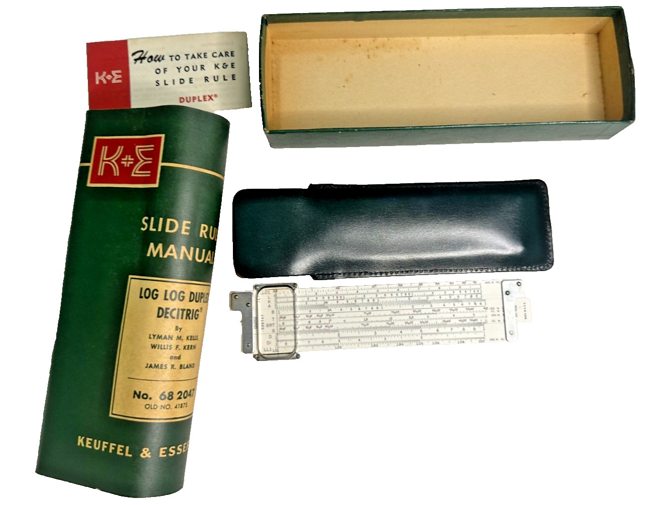 K&E 68-2047 Log Log Duplex Decitrig Slide Rule with Case Manual USA
