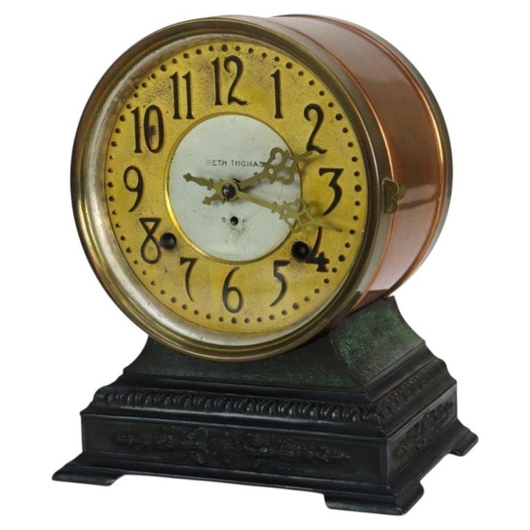 Seth Thomas “Grand Model” Copper & Brass Automatic 8-Day Alarm Clock c1920