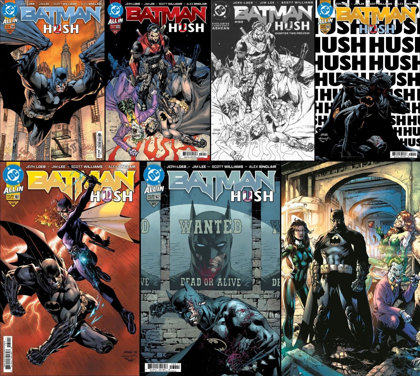 Batman HUSH 2 COMPLETE All A variant 7 book set 158 THRU 163 JIM LEE Free Ship