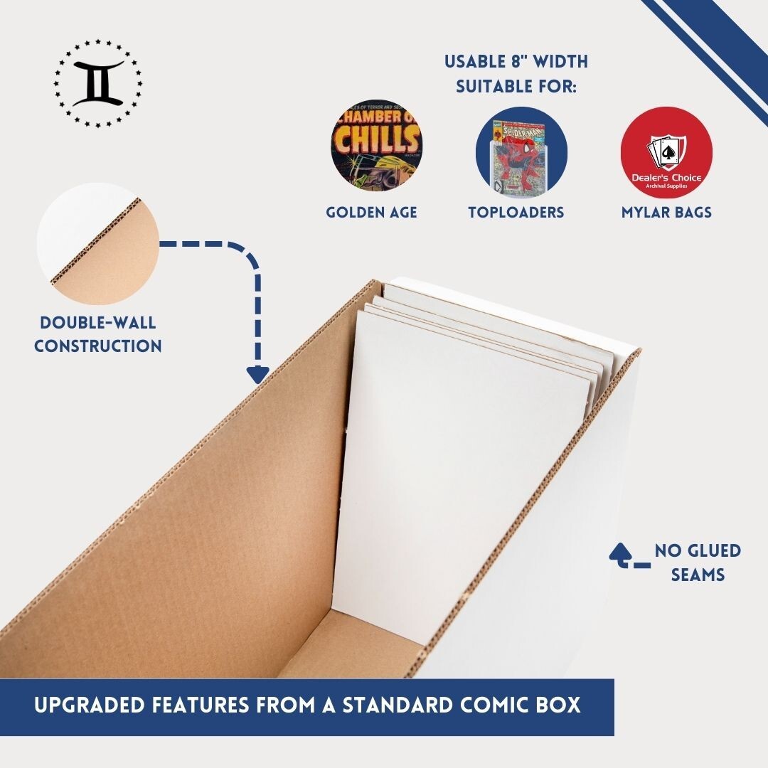 GEMINI Thick-Grip Short Comic Storage Box with Box Divider Bundle