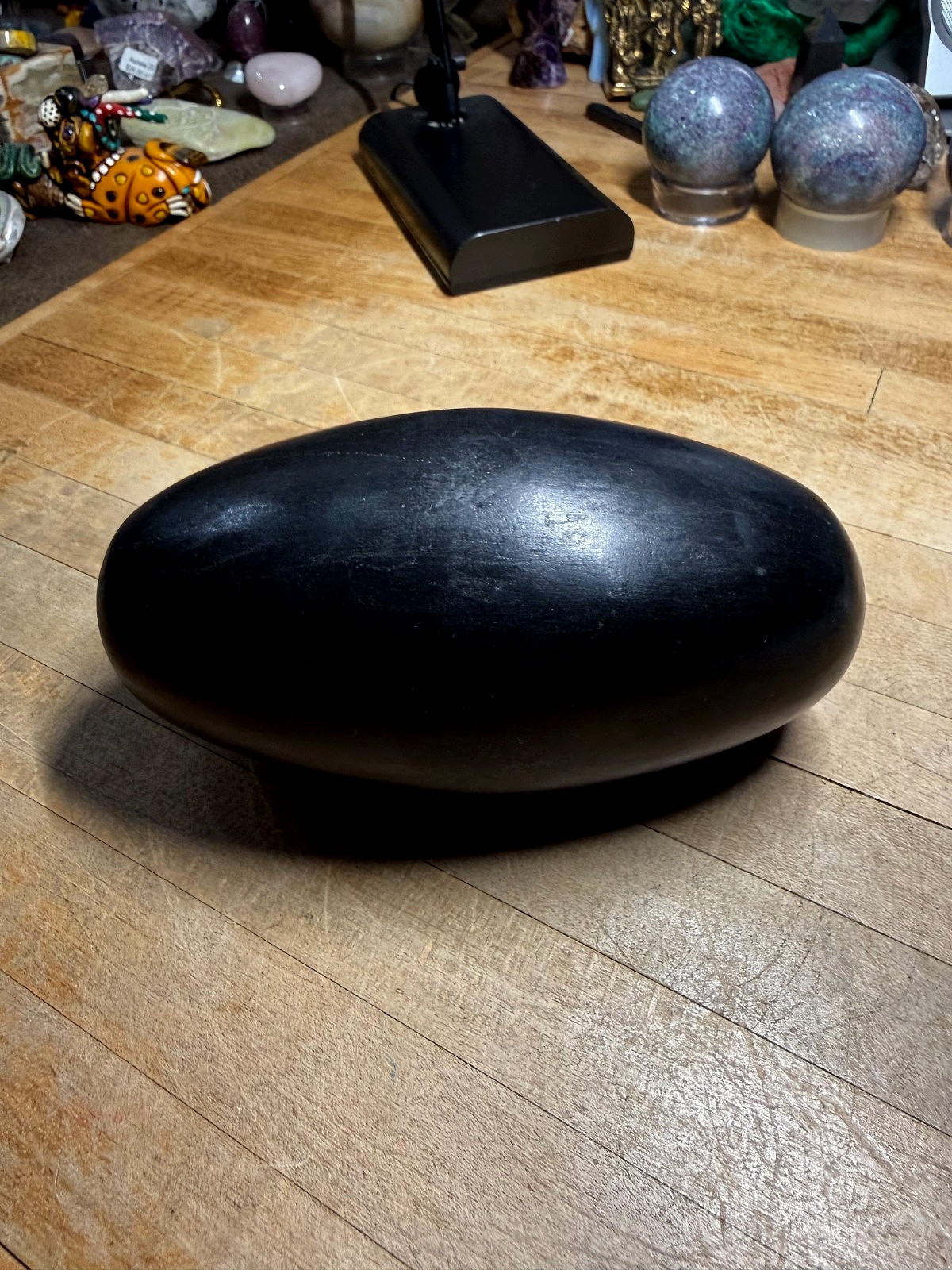 Rare Black Shiva Lingam Gemstone Narmada River Med / LG Sized Rock Specimen 901